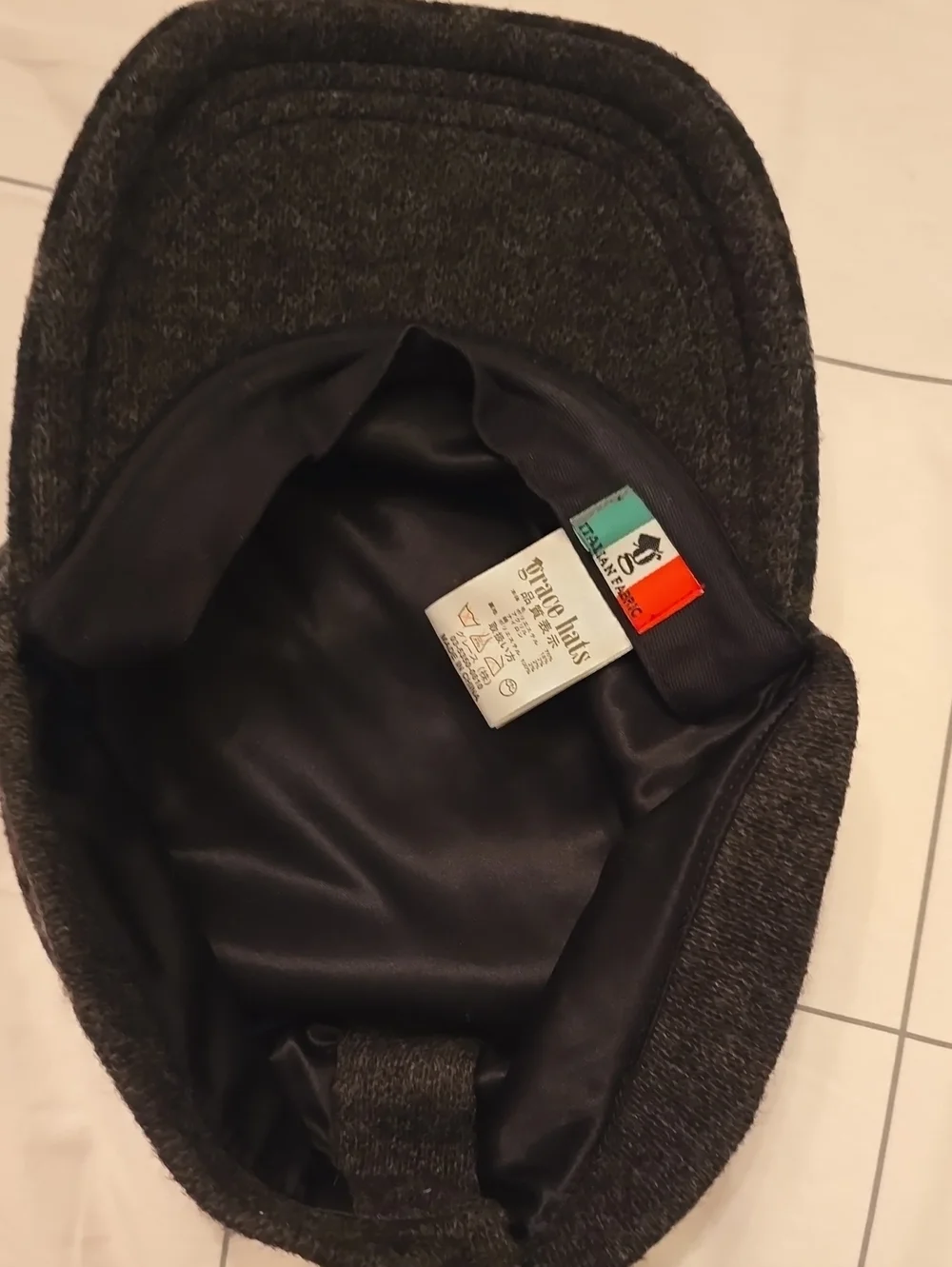 Grace HATS: Plaid Wool Newsboy Cap in Dark Gray and Brown